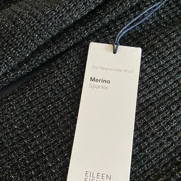 Eileen Fisher Merino Sparkle Long Cardigan Black Size PP NWT - Picture 9 of 9